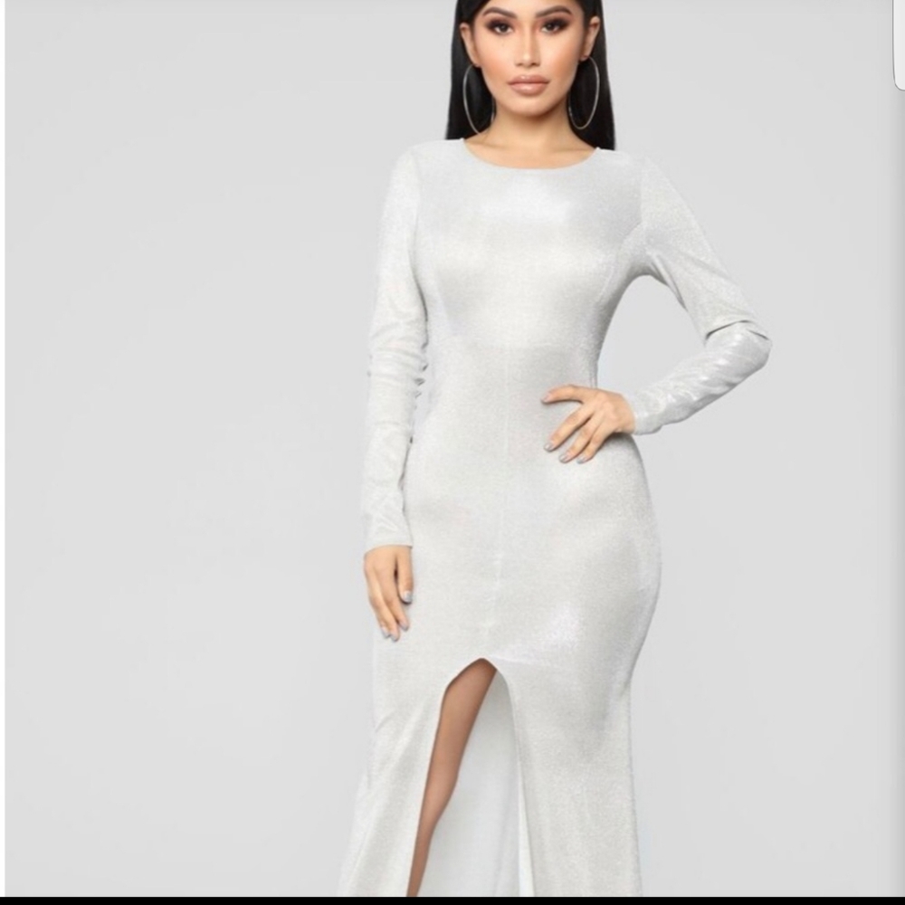 Silver glitter fashion nova dress